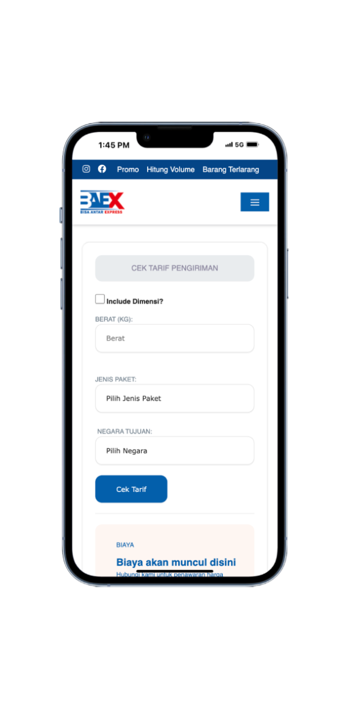 Cek Tarif Pengiriman di Website